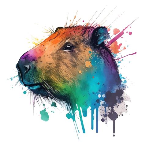 Ilustra O De Focinho De Capivara Respingo De Aquarela Colorido Vetor