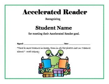 Accelerated Reader Goal Certificate Editable By Technology Goddess