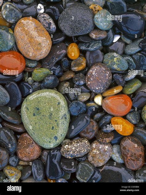 Usa Washington Lopez Island Agate Beach County Stones Stock Photo