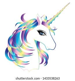 Head Cute White Unicorn Rainbow Mane Stock Vector Royalty Free 1433538263