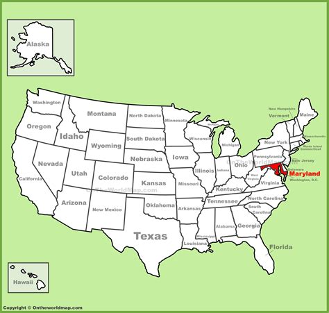 Maryland location on the U.S. Map - Ontheworldmap.com