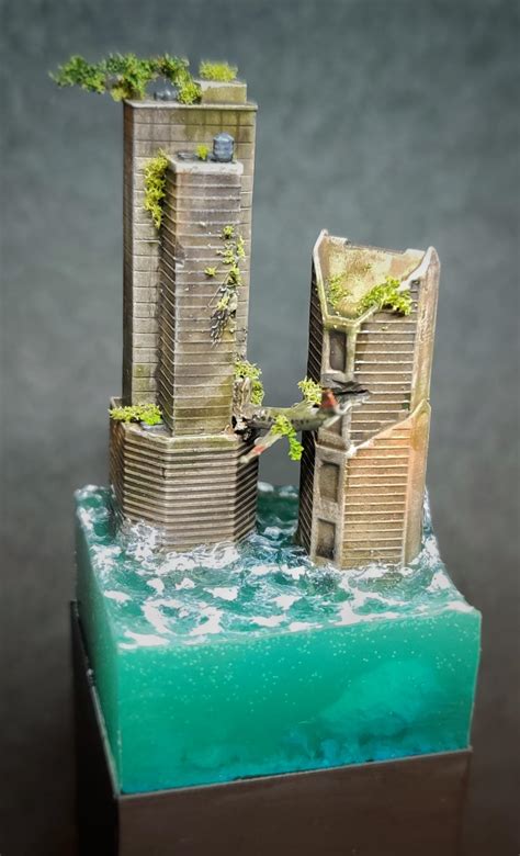 A little post-apocalyptic diorama. Pouring resin is still a pain for me ...