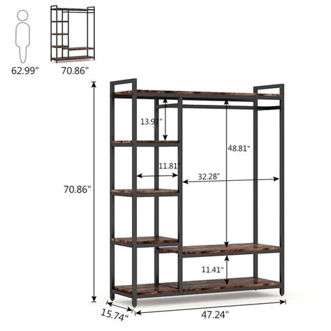 Tribesigns Freestanding Closet Organizer With Shelves And Hanging Bar