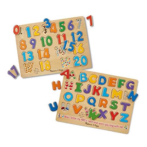 Melissa Doug Sound Puzzles Set Numbers And Alphabet Wooden Peg