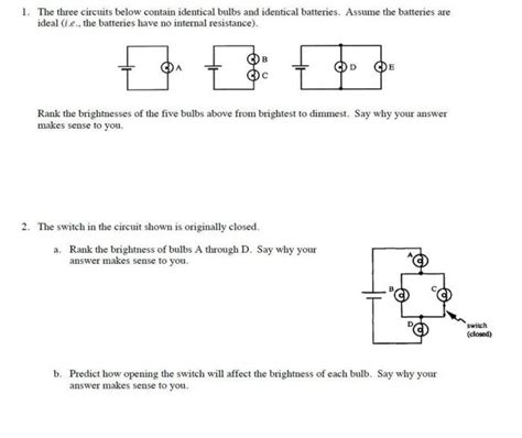 Solved 1 The Three Circuits Below Contain Identical Bulbs Chegg