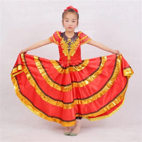 Buy Red Black Child Spanish Dance Dresses Flamenco