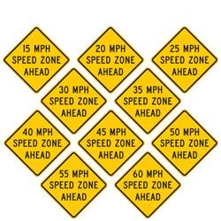 Xx Mph Speed Zone Ahead Warning Signs