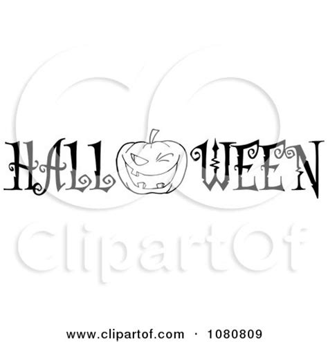 Clipart The Black And White Word Halloween With A Jackolantern As The O ...