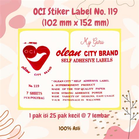 Jual PAK KECIL OCI STIKER LABEL PUTIH POLOS NO 119 120 121 122