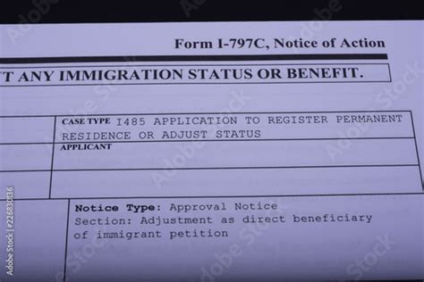 Fragment Of Immigrant Petition Form I 797c Notice Of Action Case Type