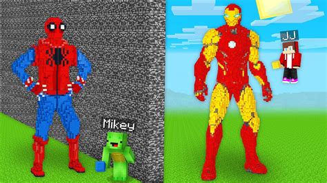 Jj And Mikey Cheated With Spider Man Vs Iron Man Build Battle Maizen