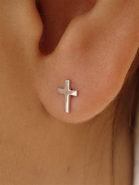 Cross Stud Earrings Tiny Cross Earrings In Sterling Silver