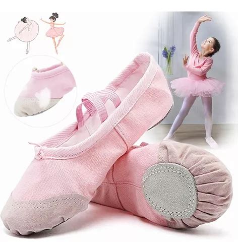 Zapatillas Media Punta Lona Y Gamuza Ballet Niña Color Rosa Meses sin