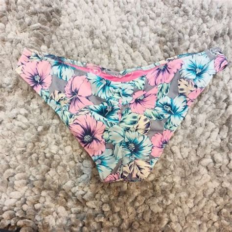 Victoria S Secret Swim Womens Victorias Secret Pink Floral Pinkblue Cheeky Ruched Bikini