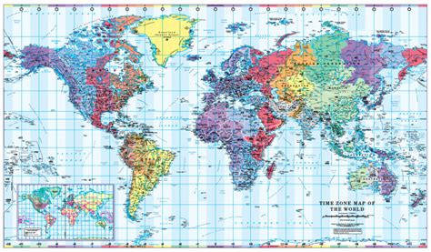 World Time Zones Map Colour Blind Friendly Size A4 Cosmographics Ltd