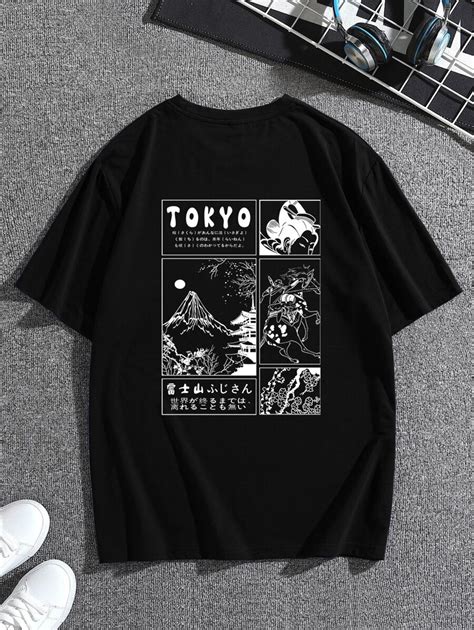 Manfinity Hypemode Men Mountain Japanese Letter Graphic Tee SHEIN UK