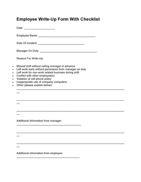 30 Effective Employee Write Up Forms Free Download