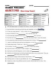 Atg Worksheet Adjpeople 1 Docx NAME DATE GRAMMAR WORKSHEET