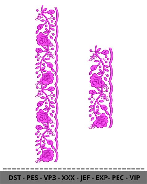 2 Size Lace Border Embroidery Design | Border embroidery designs, Border embroidery, Embroidery ...