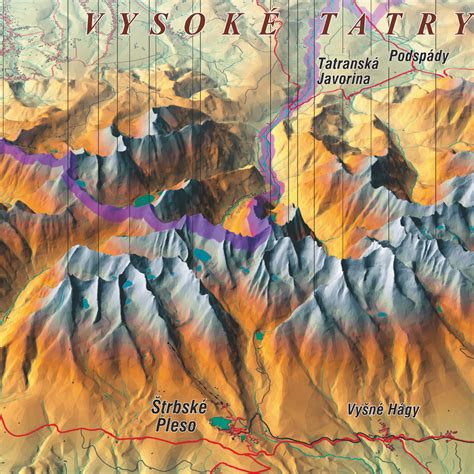 NÁstennÉ Mapy Vysoké Tatry 52x100cm Panoramatická Lamino Lišty