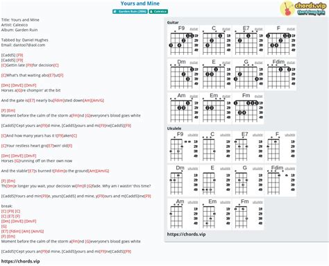 Chord: Yours and Mine - tab, song lyric, sheet, guitar, ukulele ...