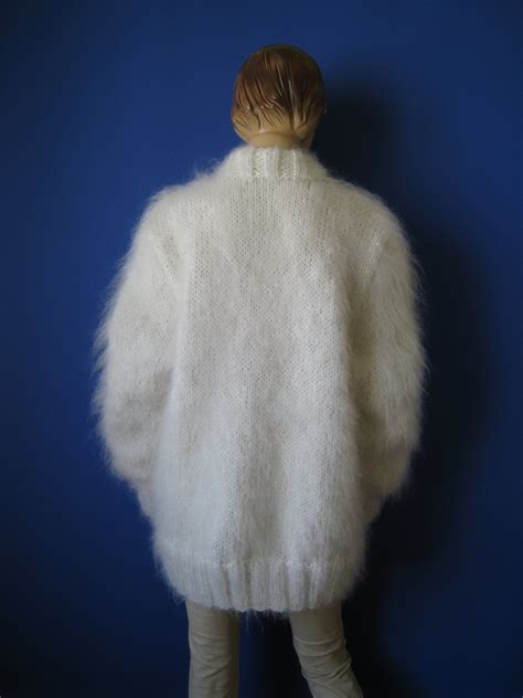 Made To Order New Hand Knitted White Mohair Sweater Size S Etsy Australia