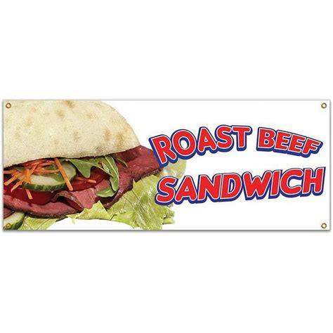 Signmission 48 In Roast Beef Sandwich Banner With Concession Stand