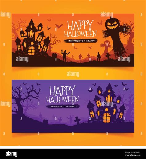 Hand Drawn Halloween Banners Design Vector Illustration Stock Vector