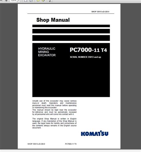 An Instruction Manual For The Komatsu Pc