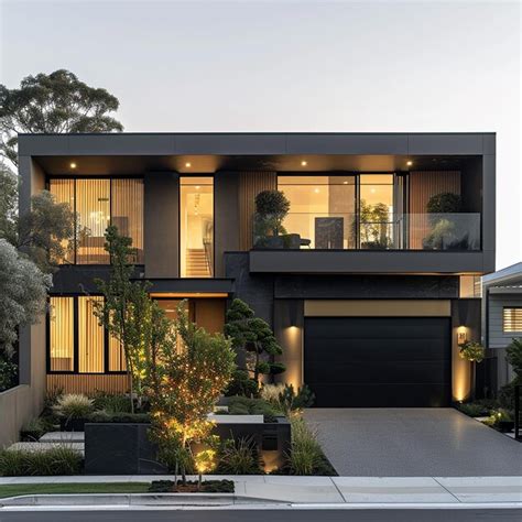 Premium Photo | Beautiful modern style luxury home exterior at sunset ...