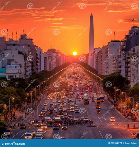 Vibrant Street Scene With Obelisco Monument And Free Activities In
