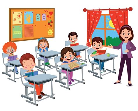 Cute Students In Class At School 16387302 Vector Art At Vecteezy