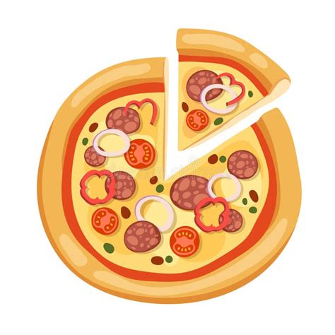 Los Iconos Planos De La Pizza Aislaron El Bocado Del Menú De La Comida