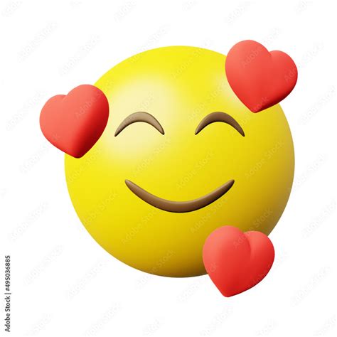 3d Render Image Feeling Loved Emoji With Love Symbol Isolated With