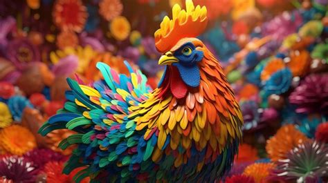 Premium Ai Image Colorful Vibrant Chicken