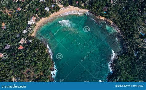 Aerial View Of Hiriketiya Beach In Dikwella Blue Beach In Sri Lanka