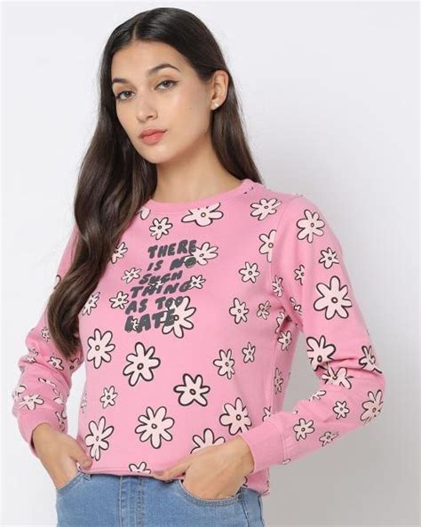 Buy Floral Print Round Neck Sweatshirt Online At Best Prices In India Jiomart