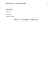 Ethics And Morality In Health Care Docx Running Head ASSIGNMENT