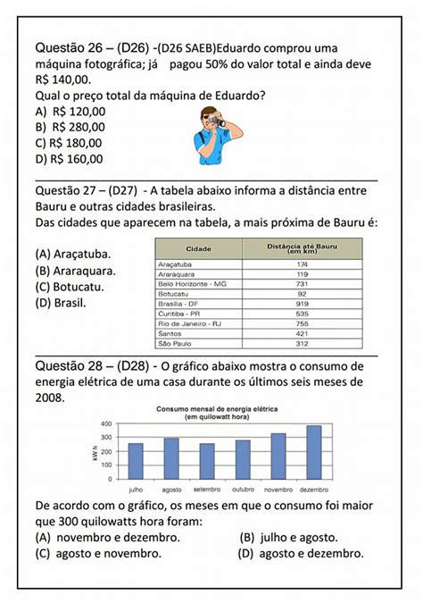 Simulado de matemática para o 5 ano SÓ ESCOLA