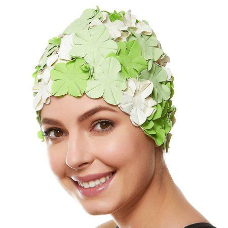 Beemo Floral Petal Swim Cap For Women Retro Style Vintage Bathing Cap