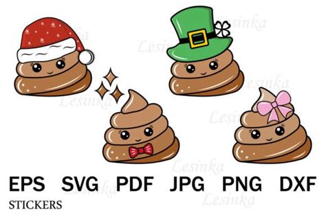 Cute Kawaii Poop Characters Stickers Graphic By Lesinka · Creative Fabrica