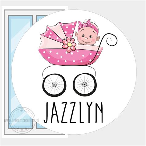 Raamsticker Geboorte Kinderwagen Meisje Heleens Creations