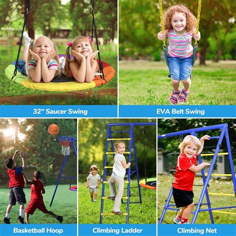 Metal Swing Sets 440lbs with Heavy Duty Swing Frame – Trekassy
