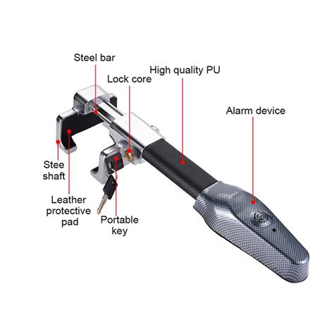 AutoXecure Steering Wheel Lock with Alarm Sounds, Hardened Steel Build, Easy to Set Up Design ...