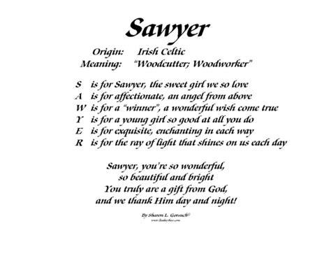 Meaning Of Sawyer Lindseyboo