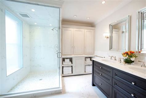 Black Bathroom Linen Cabinet With Metal Lattice Cabinet Doors Transitional Bathroom Atelier