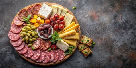 Assorted Deli Meats And Cheeses Platter Ai Generative Stock