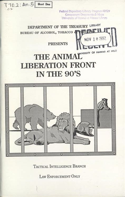 Animal Liberation Front (ALF) Background and Goals