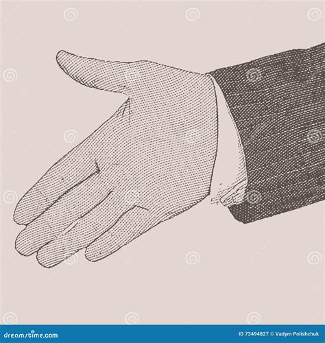 Hand In Vintage Engraving Drawing Style Stock Vector Illustration Of