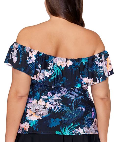 Island Escape Plus Size La Flor Floral Print Underwire Tankini Top